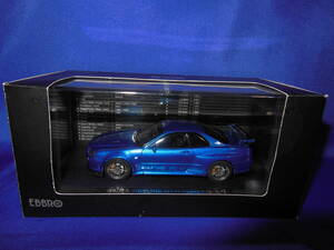 1/43　日産　R34　GT-R　BNR34　RB26DETT　Vspec Ⅱ　ベイサイドブルー　ハイクオリティver.　VスペックⅡ　EBBRO　エブロ