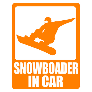 送料無料 オリジナル ステッカー SNOWBOADER in CAR オレンジ スノーボーダー イン カー アウトドア パロディステッカー