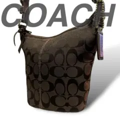 美品 COACH ワンショルダー ミニバケツバッグ 肩掛け キャンバス レザー