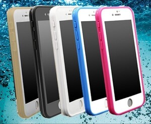 送料無料 iPhone6s iPhone6 用 防水ケース ケース 防水カバー プルー 衝撃吸収 アィフォン アップル 黒白青ピンク半透明金