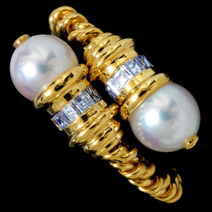 78862-229【Candame】Pearl 絶品Diamond 18K Ring SPAIN New