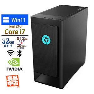 デスクトップ Lenovo ゲーミングパソコン Legion T560i Core i7-11700F メモリ32GB SSD512GB HDD2TB 無線LAN RTX3070 Win11 メーカー再生品