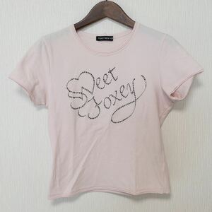 887177 FOXEY フォクシー トップス 半袖Tシャツ カットソー 薄いピンク ラインストーン レディース