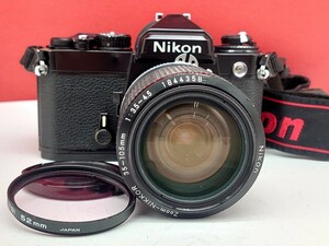 ▼Nikon FE フィルムカメラ 一眼レフカメラ ボディ Zoom-NIKKOR 35-105mm F3.5-4.5 Ai-s レンズ 動作確認済 シャッター、露出計OK ニコン