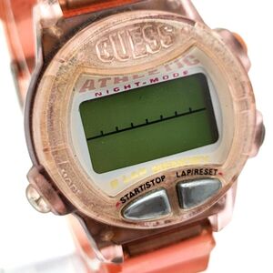 【電池切れ】GUESS ゲス クォーツ 腕時計 デジタル文字盤 オレンジ系 ラバー レディース