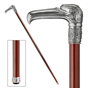 ナイトイーグル（夜の鷲） ピューター製 ハンドル飾り ソリッド堅材 ウォーキング・スティック 紳士用 杖(輸入品)