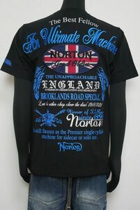 新品 Norton ノートン バックインパクト ユニオンジャックTシャツ 黒L 242N1033 トップス 半袖