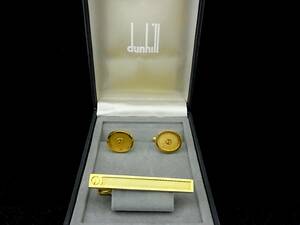 ◎№3773◎■良品■【ｄunhill】ダンヒル【ゴールド】■カフス＆ネクタイピン セット♪