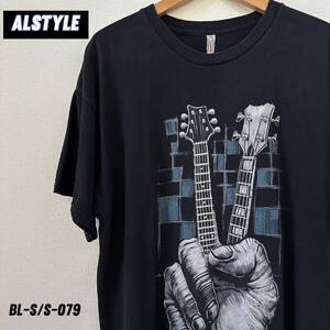 AL STYLE ギターネックピースサインTシャツ　XL リアルプリント　古着　カッコイイ