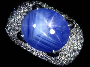 VMR13482T【1円～】新品【RK宝石】極上非加熱スターサファイア 特大13.84ct!! 極上ダイヤモンド 総計2.76ct K18WG 超高級リング ダイヤ