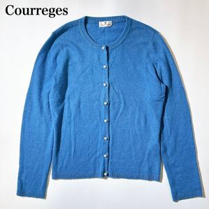 Courreges クレージュ ニットカーディガン パールボタン 9 M ラメ カシミヤ100% C102422-09