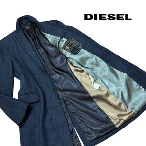 【希少デザイン】極上美品◆ DIESEL ディーゼル ◆ チェスターコート ロングコート アウター ダークグレー　マーブル サイズ M