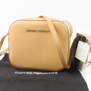 100017Emporio Armani エンポリオ・アルマーニ 新品同様美品 ロゴ 斜め掛けOK ミニバッグ ショルダーバッグ ポリウレタン ベージュ