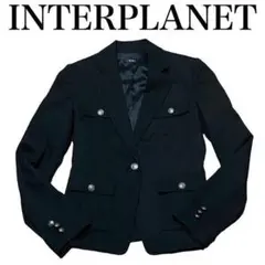 【INTERPLANET】レディース　テーラードジャケット　アウター　春秋　黒