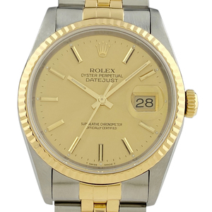 ロレックス ROLEX デイトジャスト 16233 腕時計 SS YG 自動巻き シャンパンゴールド メンズ 【中古】