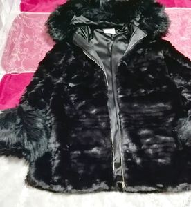 黒ブラック豪華ロングファーコート羽織外套 Black luxury long fur coat