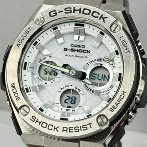 未使用同様 極美品 G-SHOCK GST-W110D-7AJF Gスチール/G-STEELタフソーラー 電波受信 電波ソーラー マルチバンド6 メタルバンド ホワイト