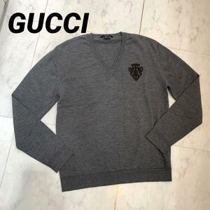 ☆美品☆GUCCI ヒステリア ニットトップス ウール グレー Vネック