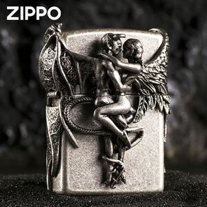 希少品 天使と悪魔ライター 立体感を備えた ZIPPO ジッポー オイルライター 重量感 真鍮 未使用