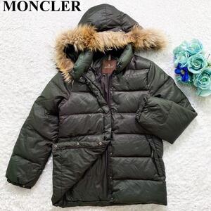 MONCLER モンクレール ダウンジャケット VALENTINE バレンタイン 49353/97/68959 フード ファー サイズ 00(XS) 緑 ナイロン ダウン 茶タグ