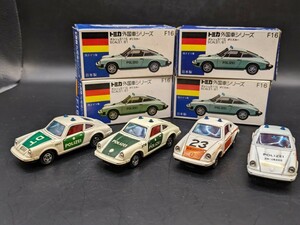 トミカ青箱外国車シリーズＦ16ポルシェ911Sポリスカー４台　パッケージ4箱　特注トミカ　ギフトセット