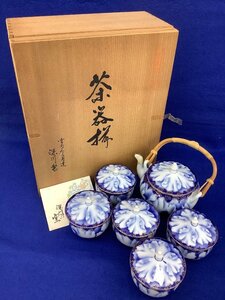 深川製磁 茶器揃え/急須/湯?み/牡丹金ミル 共箱付き 未使用品 ACB