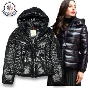 6 国内正規品 MONCLER モンクレール ALES DOWN JACKET フーデット ナイロン ダウンジャケット ロゴワッペン ネイビー 00 レディース