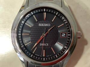 1円～ SEIKO セイコー DOLCE ドルチェ 7B24-0BM0 電波 ソーラー チタン 軽量 デイト 黒 文字盤 ビジネス メンズ 腕時計 稼働