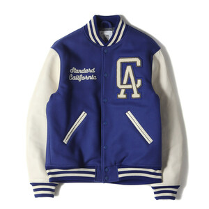 STANDARD CALIFORNIA ジャケット サイズ:M 21AW チェーン刺繍 ワッペン カウレザースリーブ メルトン スタジャン (SD VARSITY JACKET)