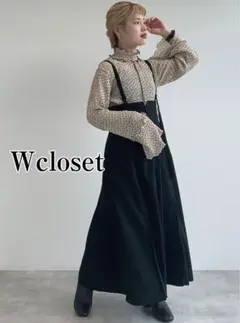 Wcloset　プリントプリーツシフォンハイネックプルオーバー　万能アイテム