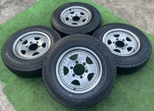 社外15インチアルミホイール 6.5JJ +30 PCD-139.7/6H★ DUNLOP 195/80R15 107/105L LT ラジアルタイヤ4本セット★ 200系ハイエース 等に