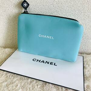 【新品 レア】シャネル ポーチ ブルー 化粧ポーチ CHANEL ノベルティ 非売品 コスメポーチ バッグインバッグ 小物入れ ネオプレン