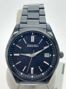 SEIKO◆ソーラー腕時計/アナログ/ステンレス/BLK/BLK/SS/7B72-0AC0