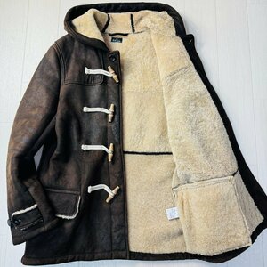 良品/Lサイズ★ポールスミス/Paul Smith 裏ボア ムートン ダッフルコート ロング丈 ジャケット 羊革 ラムレザー 毛皮 メンズ 焦げ茶