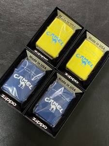 zippo キャメル 両面加工 限定品 4点 ブルー イエロー 希少モデル 2020年製 CAMEL QUALITY TOBACCOS ケース 保証書付き