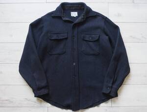 60s C.P.O.シャツジャケット 16 NAVY 程度上 MELTON ウールシャツ/ ビンテージ