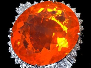 1円～【ジュエリー極】極上品！超大粒極上天然ファイアオパール16.35ct＆良質ダイヤモンド1.00ct 超高級Pt900リング k9238irl【送料無料】