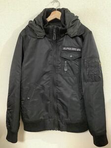 ALPHA INDUSTRIES アルファインダストリーズ　ナイロンジャケット　ミリタリージャケット　ブラック　アメカジ　古着　メンズ　XL