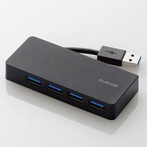 メール便発送 エレコム USBHUB3.0 ケーブル収納 バスパワー 4ポート ブラック U3H-K417BBK