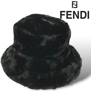 t77 良品 FENDI フェンデイ ファー ハット 帽子 イタリア製 ブラック レディース HAT Vintage ヴィンテージ 正規品