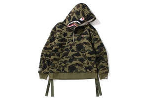 新品 正規品 17AW A BATHING APE 1ST CAMO SHARK SHERPA PULLOVER HOODIE Mサイズ カモ シャーク パーカー エイプ ベイプ