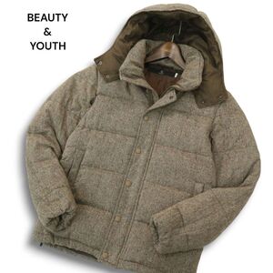 BEAUTY&YOUTH ユナイテッドアローズ 秋冬 ウール ツイード★ フーディー ダウン ジャケット Sz.S　メンズ　A4T12489_B#N