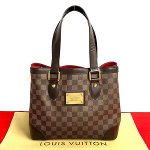 ほぼ未使用 袋付 LOUIS VUITTON ルイヴィトン ハムステッド PM ダミエ レザー 本革 トートバッグ ショルダーバッグ ハンドバッグ 茶 08128