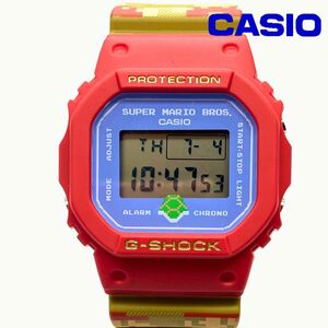 【可動品/美品】 CASIO カシオ G-SHOCK スーパーマリオブラザーズ 腕時計 文字盤/ブルー コラボ 3229 DW-5600S 専用箱 取説付属