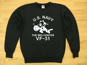 U.S. NAVY VF-31 黒 9.7oz トレーナー 白 L スウェット トムキャット VFA-31 USN