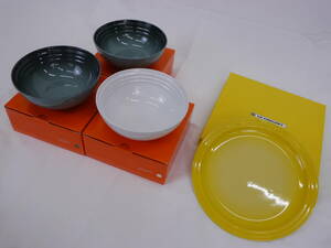 新品未使用 LE CREUSET ルクルーゼ 食器セット シリアルボウル3点 ラウンドプレート1点 QVQ-193