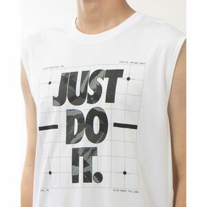 新品 NIKE ナイキ メンズ ドライ JUST DO IT JDI カモ 迷彩 スリーブレス Tシャツ タンクトップ ワークアウト トレーニングシャツ 白 L