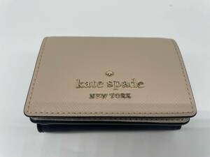 N34960 ★美品★ Kate spade ケイトスペード 三つ折り財布 NEW YORK ニューヨーク レザー レディース 小銭入れ有 ツートンカラー