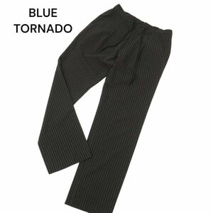 BLUE TORNADO トルネードマート 通年 ストライプ★ ストレッチ スラックス イージー パンツ Sz.S　メンズ 黒　C4B01931_4#R