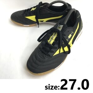 ミズノ/Mizuno★ランサメント SL4/屋内/フットサルシューズ【27.0/黒×黄】スパイク無し/サッカー/sneakers/Shoes/trainers◆sG-74